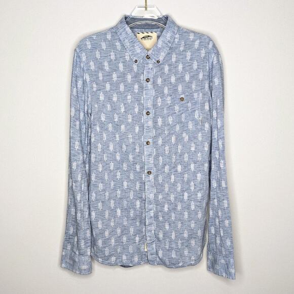 Van's Men's Light Blue Geometric Pattern Long Sleeve Button Up Shirt Size M - Picture 1 of 10